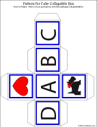 Cube box pattern with ABC's, heart and Scottie dog
