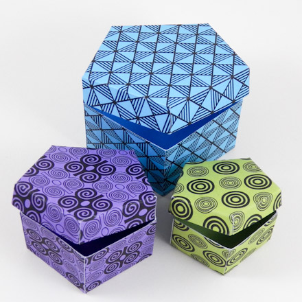 Pentagon boxes in three sizes