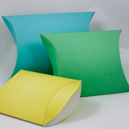 Pillow boxes in three sizes--plain patterns