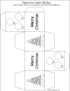 Black and white: Merry Christmas with trees  and ornaments box pattern; ready to print