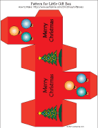 Merry Christmas with trees  and ornaments box pattern; ready to print in color