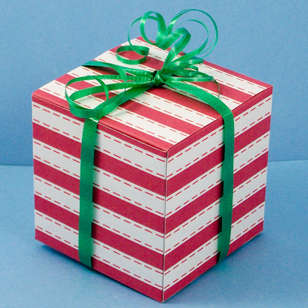Small gift box - Christmas stripes, red