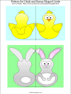 Smaller colored Chick- and Bunny-shaped Greeting Cards