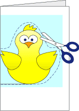 Cut out chick-shaped card