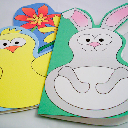 Fun shaped cards - chick, bunny and spring flowers