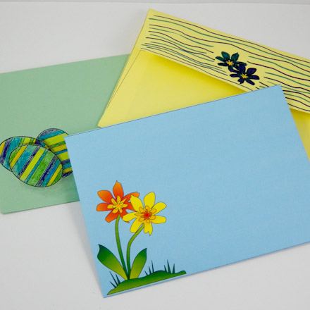 Envelopes made from pattern sized for shaped card