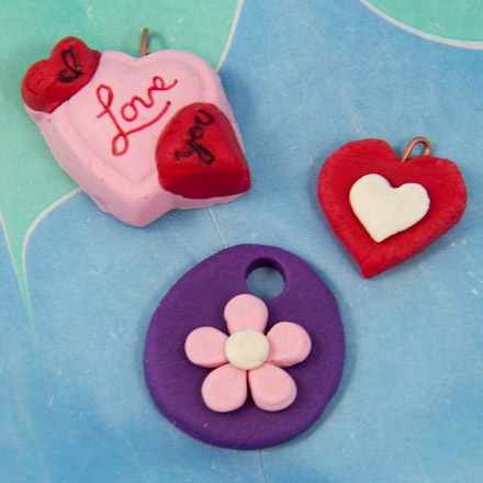 Charms and pendants made using homemade bread clay