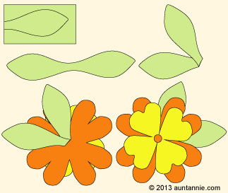 Cut leaves and glue to flower