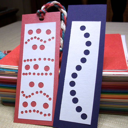 Sparkly red and purple bookmarks