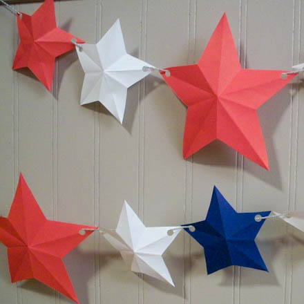 Star garland with blue, white, and red stars