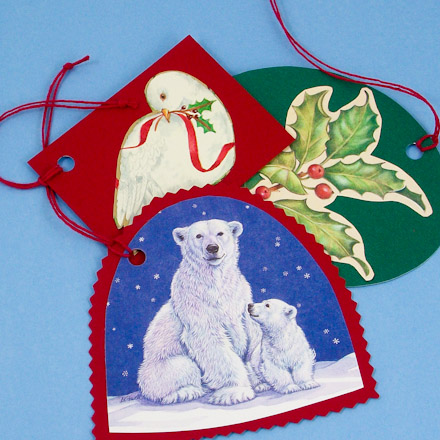 Gift tags with images from old greeting cards