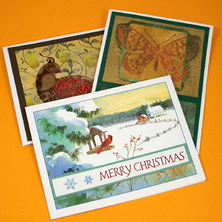 Examples of cards made from recycled cards