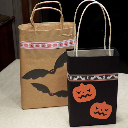 Trick or treat bags decorated for Halloween