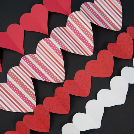 Paper heart chains for Valentine's Day