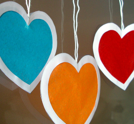 Related project: Valentine suncatchers with colored tissue paper