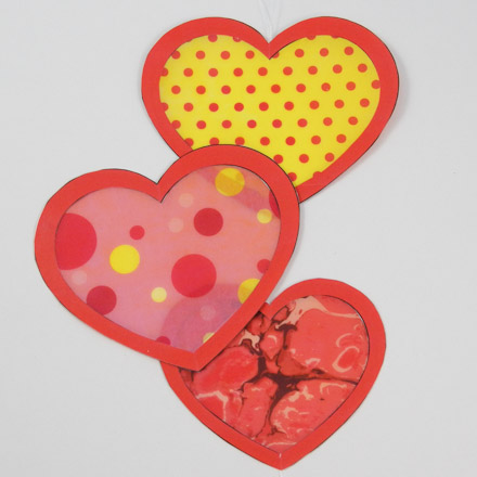Valentine suncatchers made with waxed paper