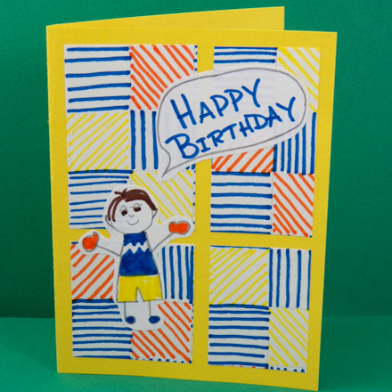 Kids' Four Patch Birthday Card - markers