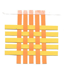 Weave strips together, spacing evenly