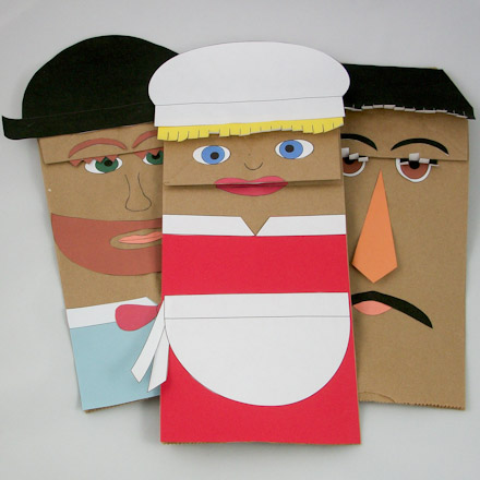 Paper Bag Puppets for Clever Gretel play