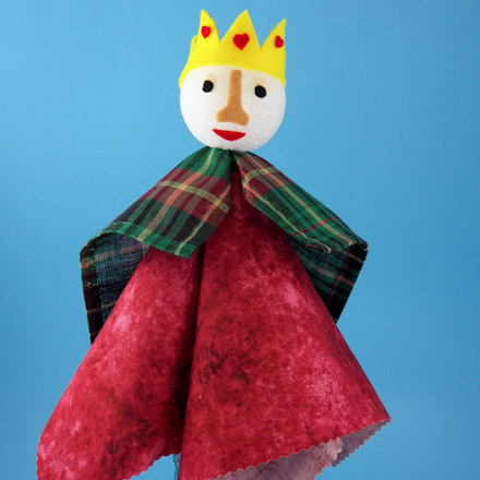 King hand puppet with foam ball head