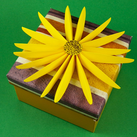 Paper sunflower decorating gift package