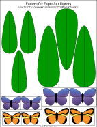 Pattern for sunflower leaves and butterflies