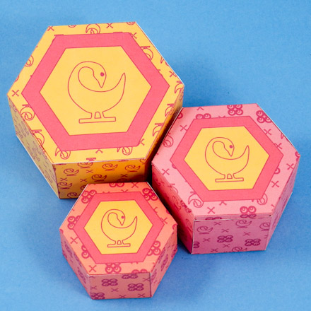 Hexagon Boxes with Adinkra Symbols