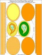 Pattern for Oval Box with lid in oranges with paisleys and dots