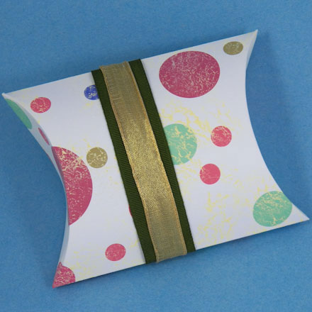 Pillow Box made with Mixed Dots ePaper sponged with yellow