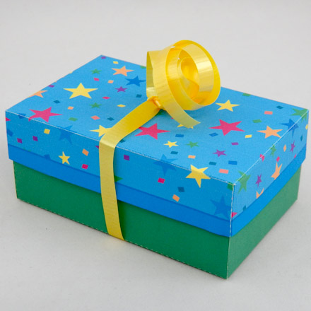 Birthday box with stars and confetti