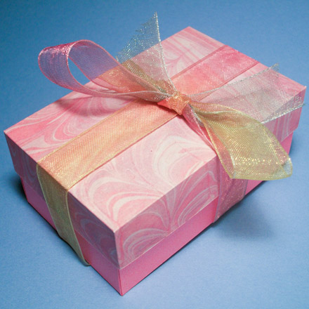 Deeper rectangular box made with marbled paper