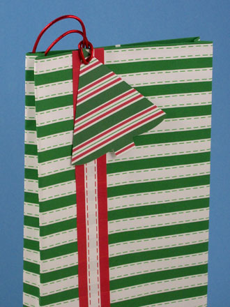Easy Gift Bag and tag made from Christmas Stripe ePaper