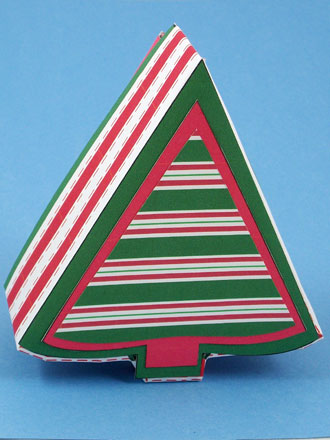 Tree-shaped box decorated with Christmas Stripe digital paper