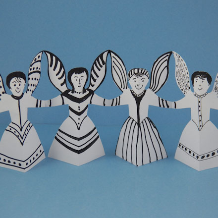Angels colored with black markers