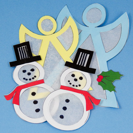 Snowman and Angel Suncatcher Ornaments