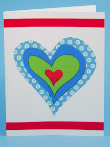 Cut and layered paper heart Valentine's Day card