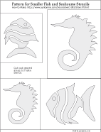 Printable pattern for smaller fish and seahorse stencils
