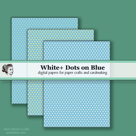 Three digital papers: White dots with blue or green dots  on a blue background.