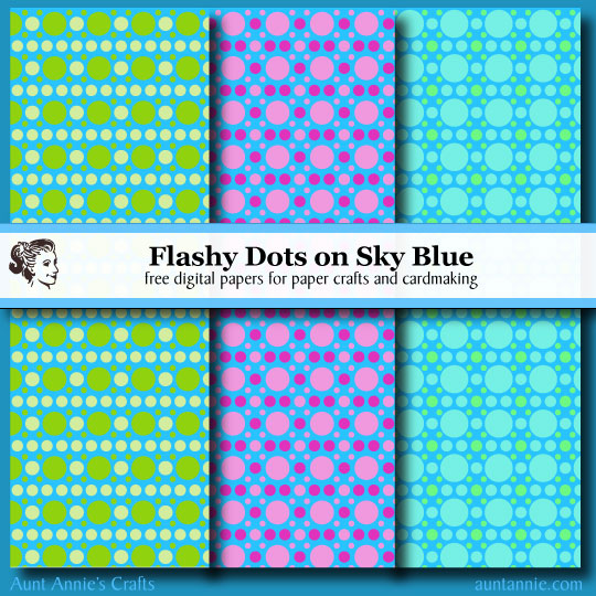 Flashy Dots on Sky Blue digital paper collection