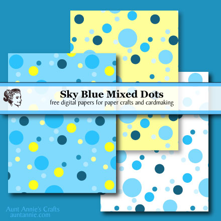 Sky Blue Mixed Dots digital paper collection