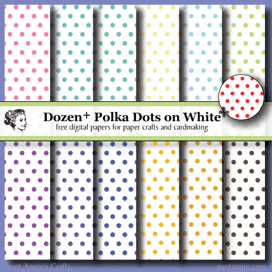 13 Polka Dots on White digital paper downloads