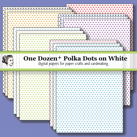 Polka Dots on White digital papers