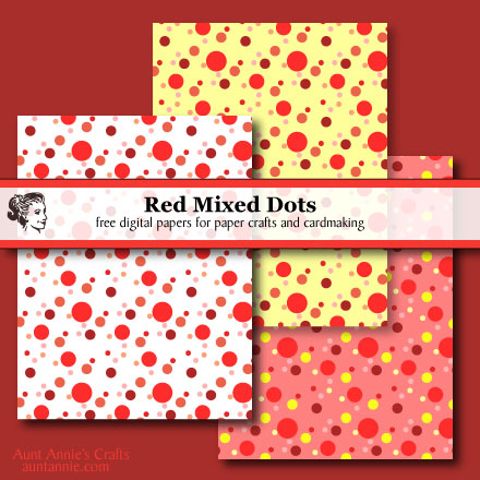 Red Mixed Dots digital paper collection