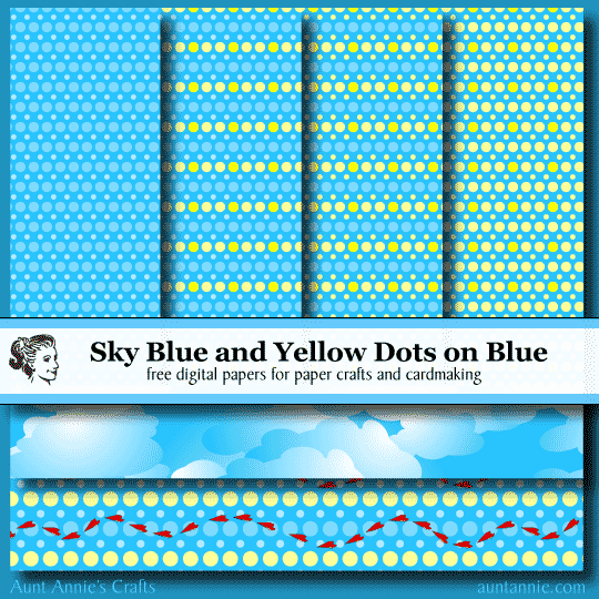 Sky Blue and Yellow Dots on Blue digital papers collection