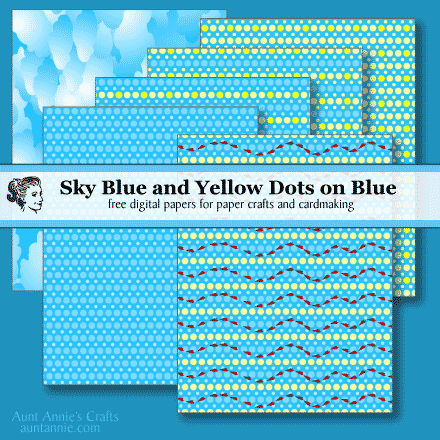 Sky Blue and Yellow Dots on Blue digital paper collection