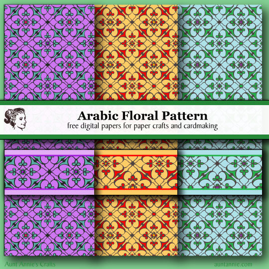 Arabic Floral Pattern digital paper downloads