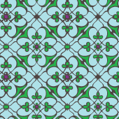 Arabic floral design digital paper, blue-green