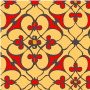 Arabic floral design digital paper, red-orange