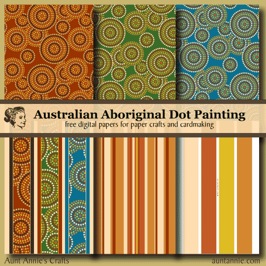 Australian Aboriginal Dot Painting digital paper collections