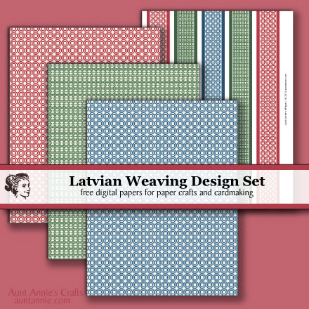 Latvian Weaving Designs digital paper downloads